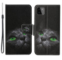 Samsung Galaxy A22 Green Eyes Cat Case with Strap