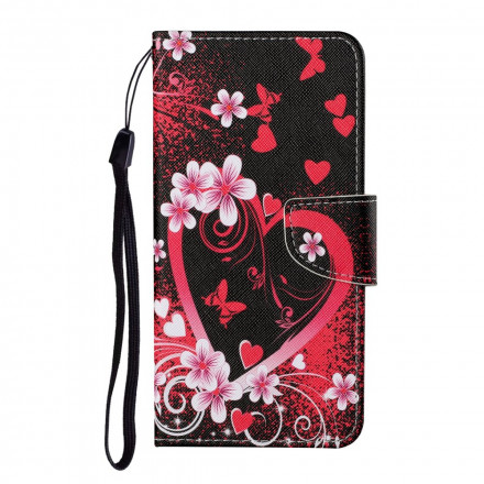 Samsung Galaxy A22 5G Case Flowers and Hearts with Strap