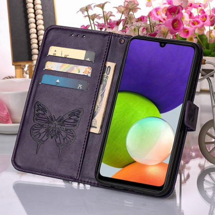 Case Samsung Galaxy A22 4G Butterfly Design with Strap