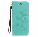 Case Samsung Galaxy A22 5G Butterflies and Flowers with Strap