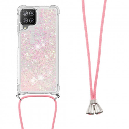 Samsung Galaxy A22 4G Sequins and Lanyard Case