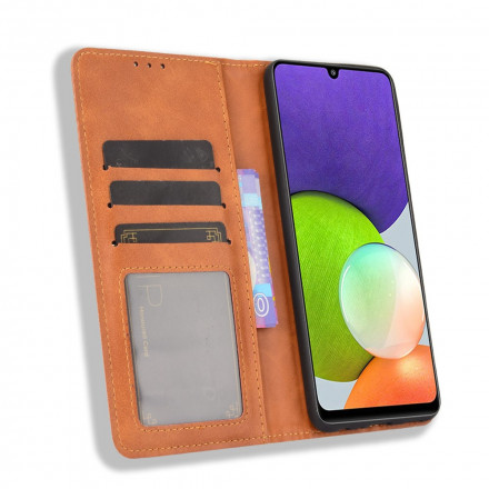 Flip Cover Samsung Galaxy A22 4G Effet Cuir Vintage Stylisé