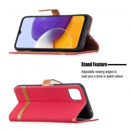 Samsung Galaxy A22 5G Case Fabric and Leather effect with strap