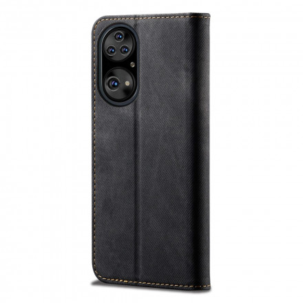 Flip Cover Huawei P50 Pro Simili Cuir Texture Jeans