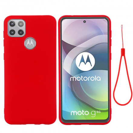 Moto G9 Plus Case Liquid Silicone Design with Strap