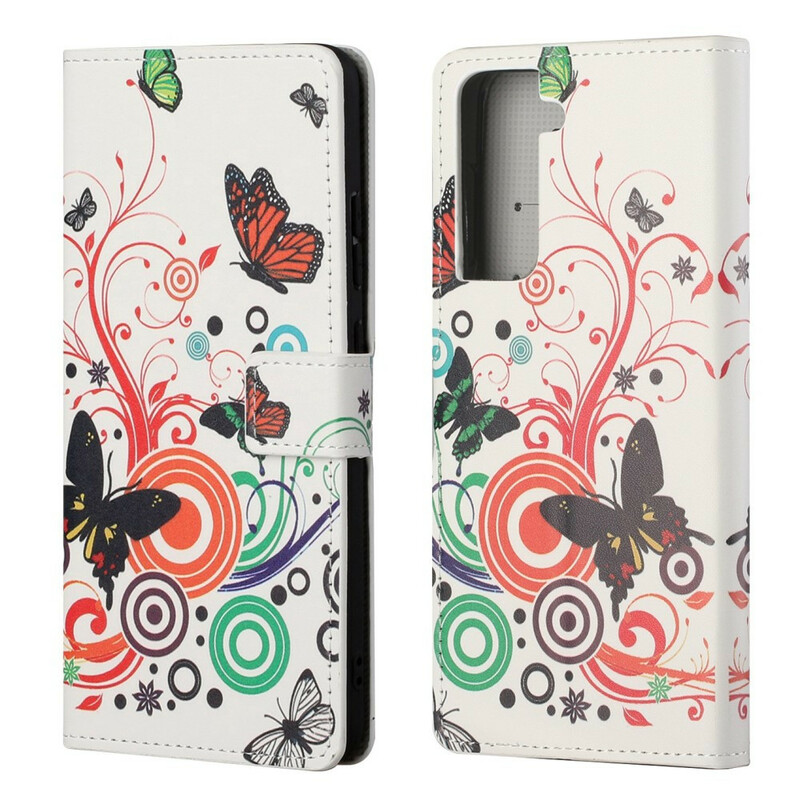 Samsung Galaxy S21 FE Case Butterflies and Flowers