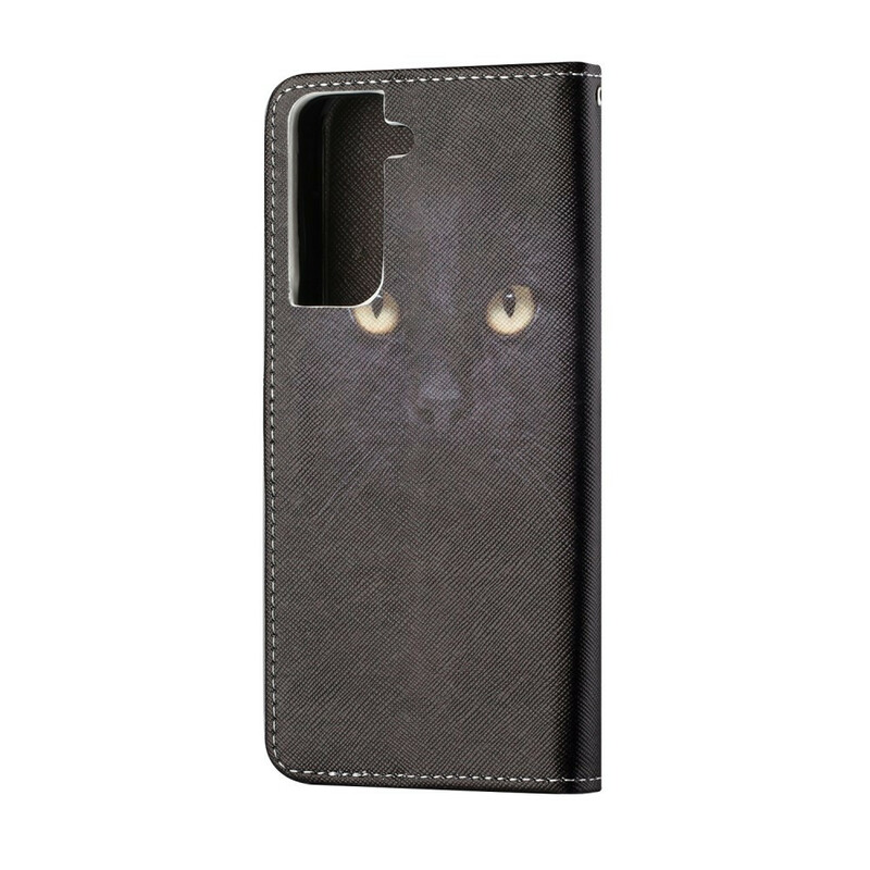 Samsung Galaxy S21 FE Black Cat Eyes Lanyard Case