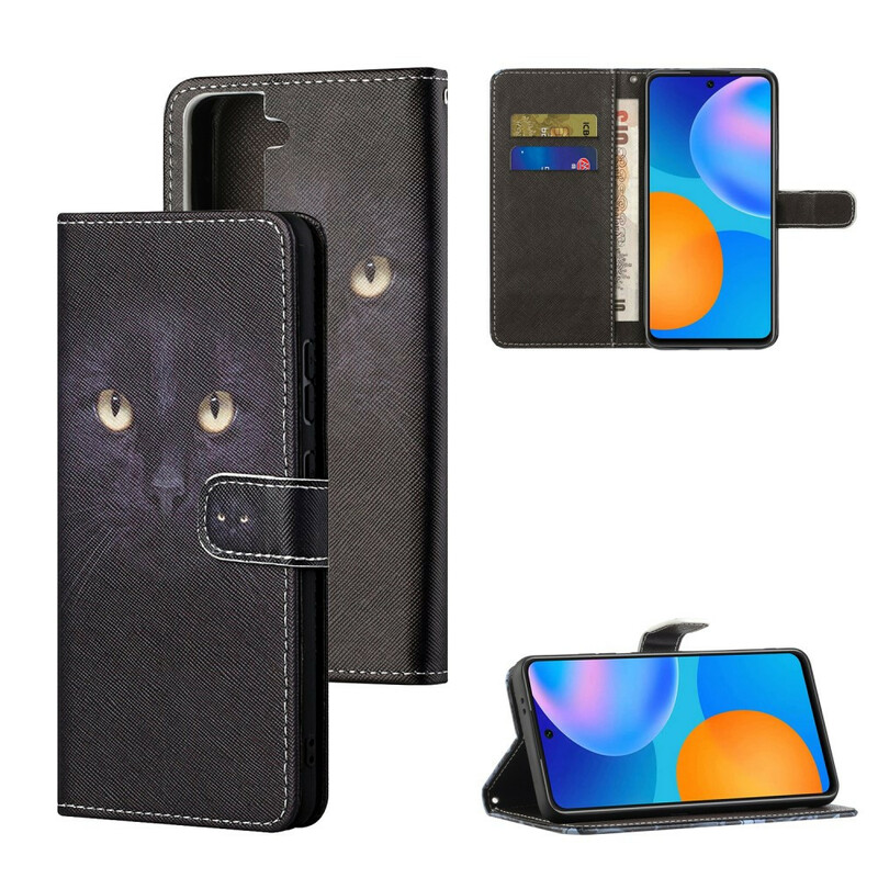 Samsung Galaxy S21 FE Black Cat Eyes Lanyard Case