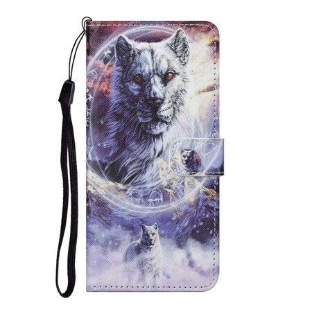 Samsung Galaxy S21 FE Winter Wolf Case with Strap