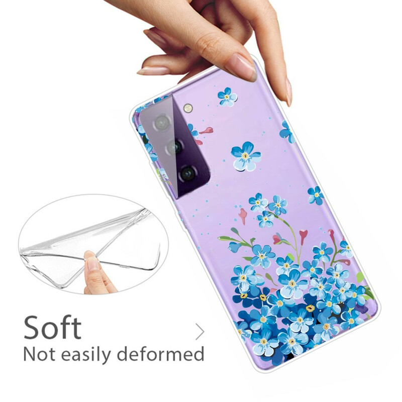 Samsung Galaxy S21 FE Blue Flowers Case