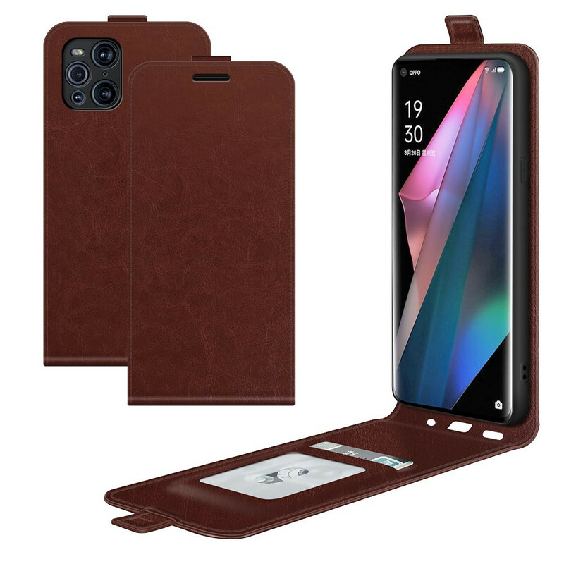 Cover Oppo Find X3 / X3 Pro Rabat Vertical Effet Cuir