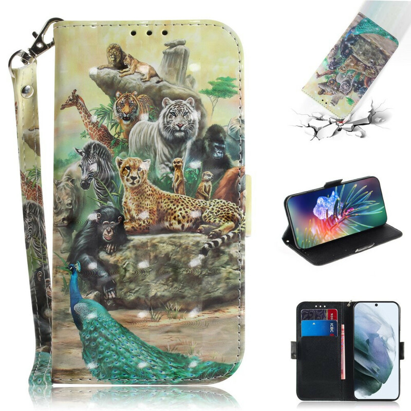 Case Samsung Galaxy S21 FE Safari Animals with Strap