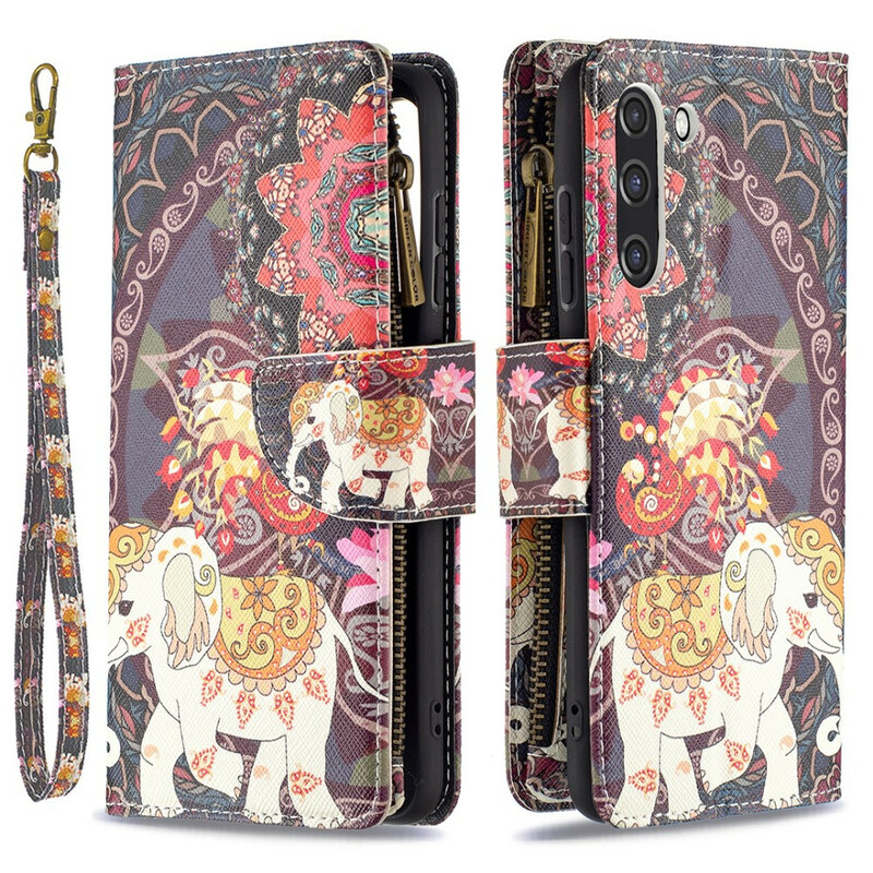 Samsung Galaxy S21 FE Case with Elephant Zipper Pocket