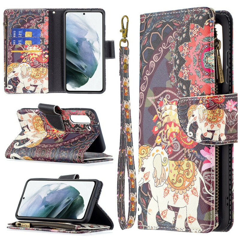 Samsung Galaxy S21 FE Case with Elephant Zipper Pocket