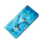 Cover Samsung Galaxy S21 FE Papillons Bleus Flounces