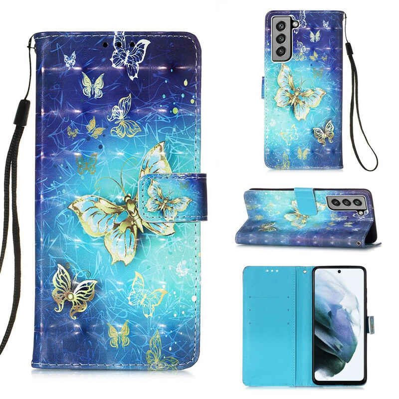 Samsung Galaxy S21 FE Gold Butterfly Case