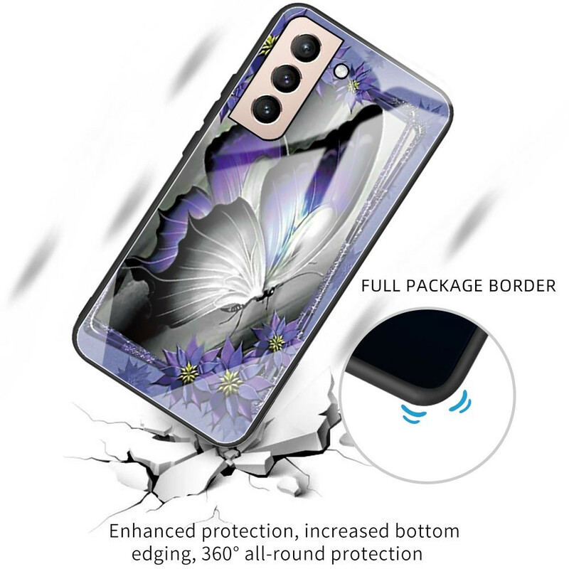 Samsung Galaxy S21 FE Glass Case Butterfly Purple