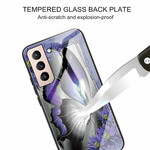 Samsung Galaxy S21 FE Glass Case Butterfly Purple