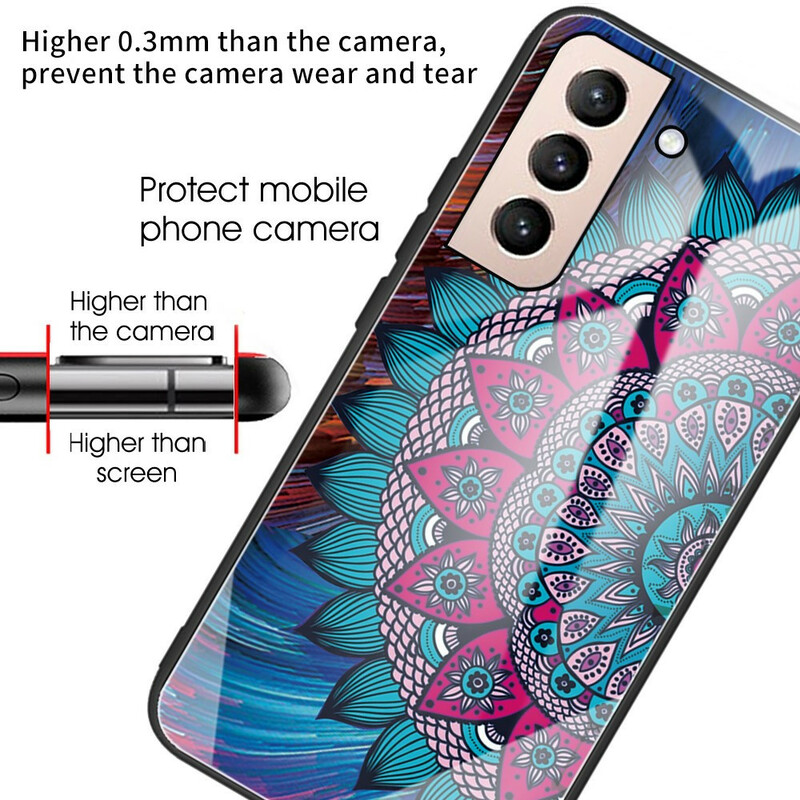 Samsung Galaxy S21 FE Tempered Glass Case Mandala