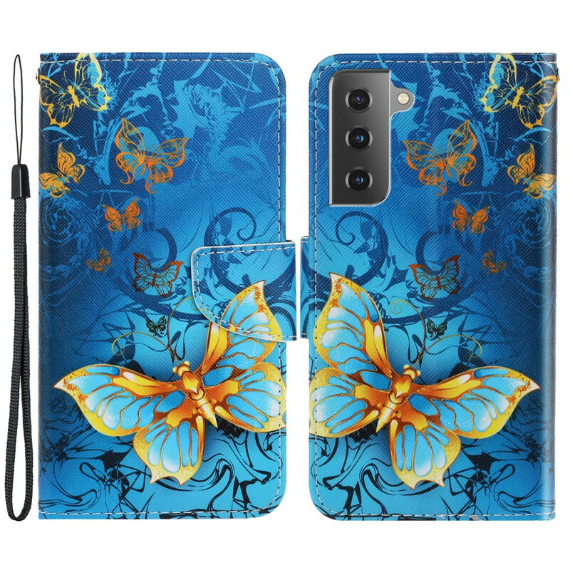 Case Samsung Galaxy S21 FE Variations Butterflies with Strap