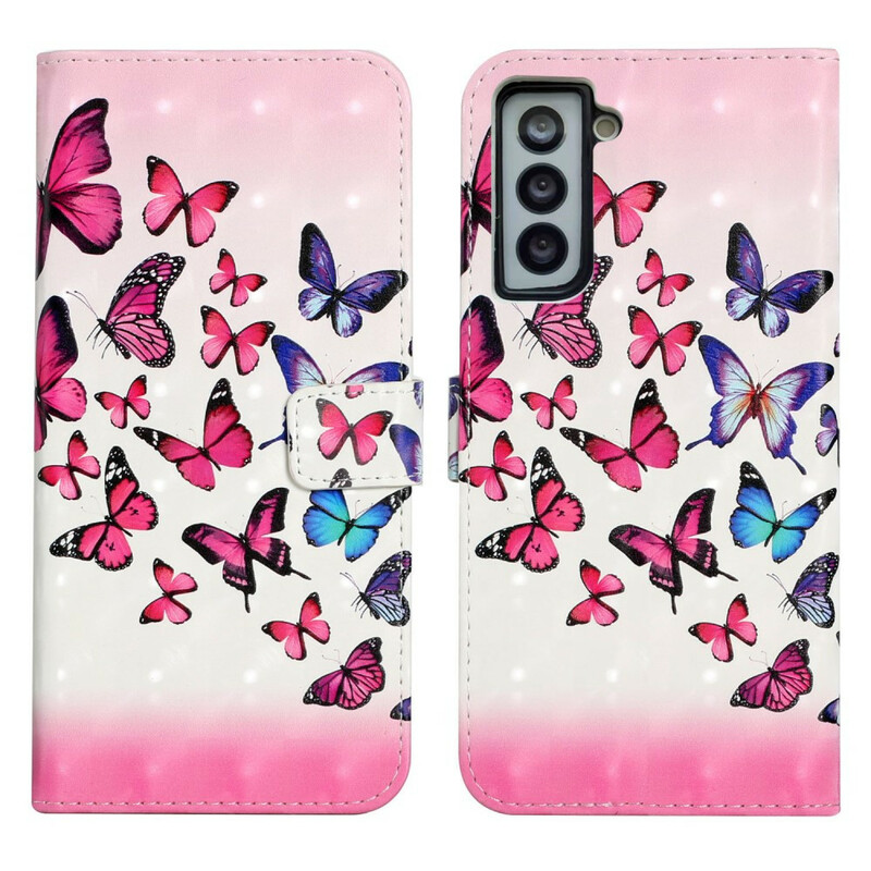 Case Samsung Galaxy S21 FE Flight of Butterflies with Lanyard