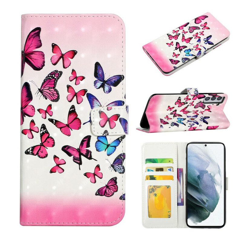 Case Samsung Galaxy S21 FE Flight of Butterflies with Lanyard