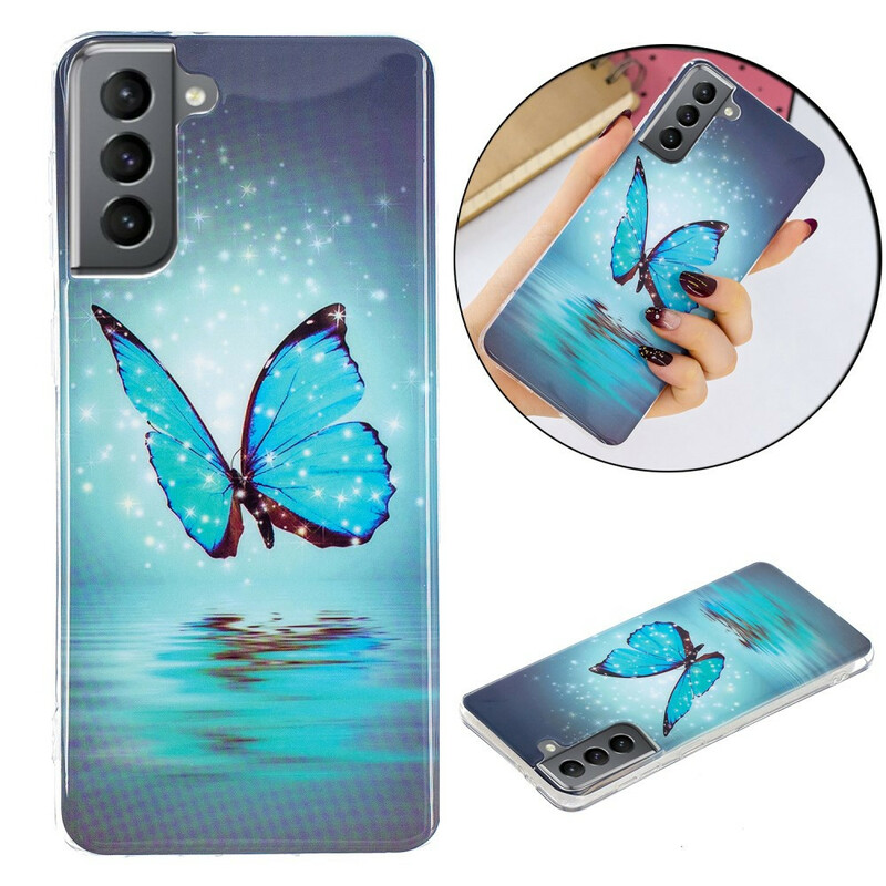 Samsung Galaxy S21 FE Butterfly Blue Case