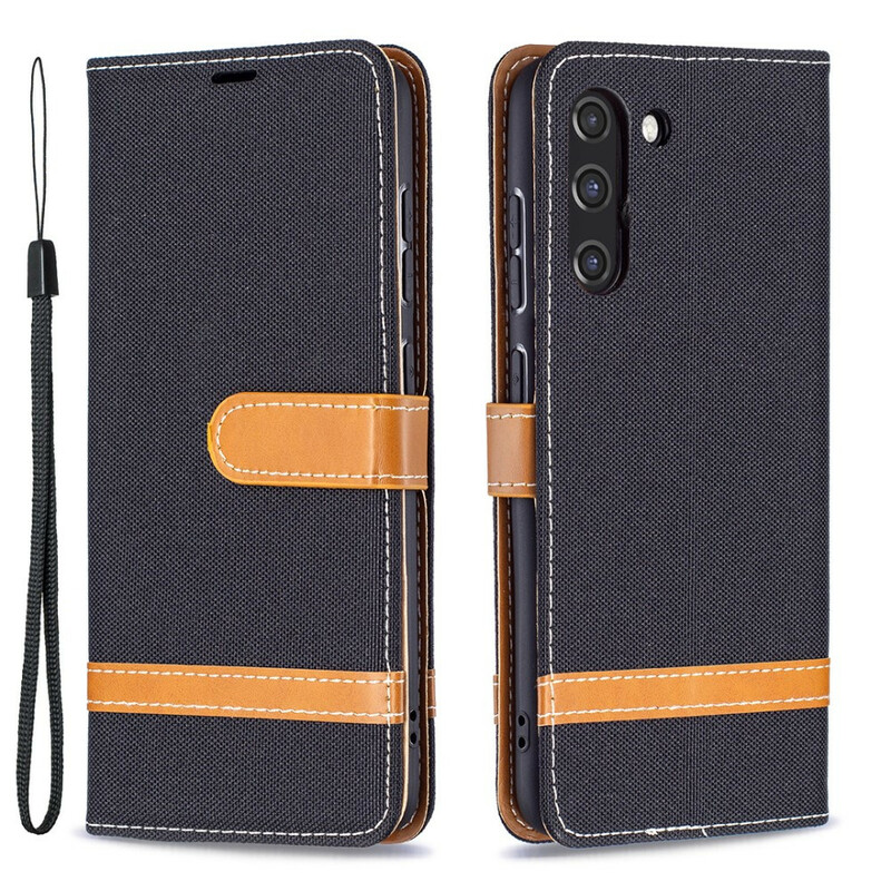 Samsung Galaxy S21 FE Case Fabric and Leather Effect with Strap
