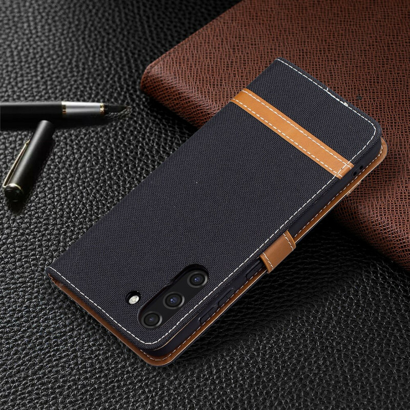 Samsung Galaxy S21 FE Case Fabric and Leather Effect with Strap