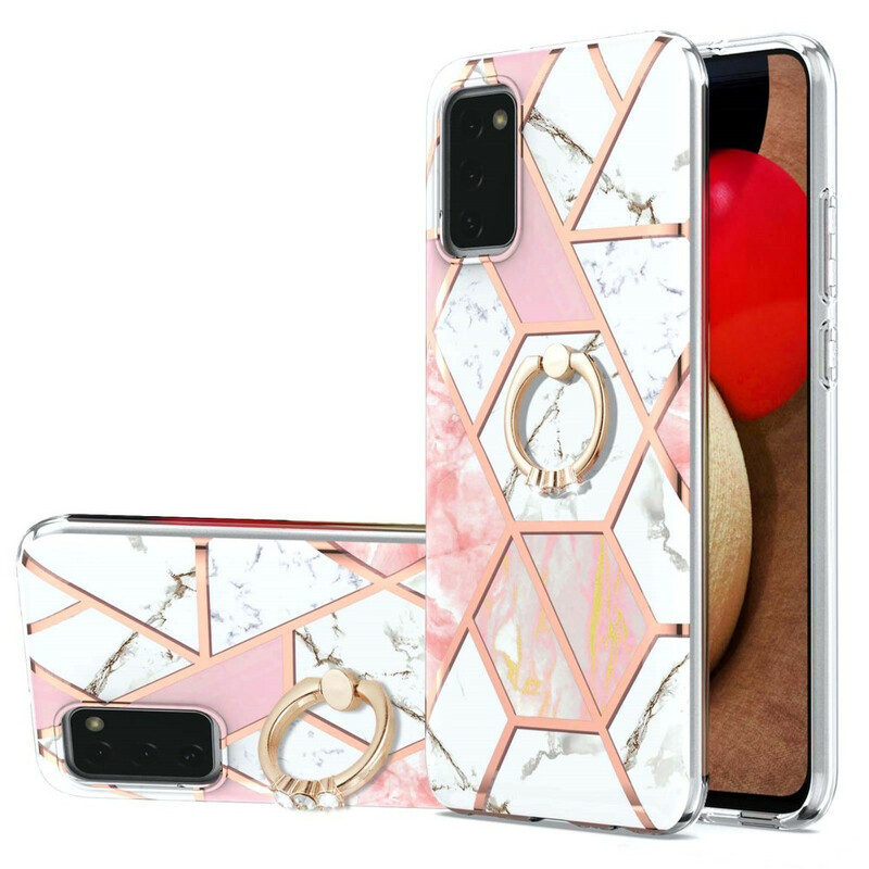 Samsung Galaxy A02s Geometric Marble Case with Ring-Support