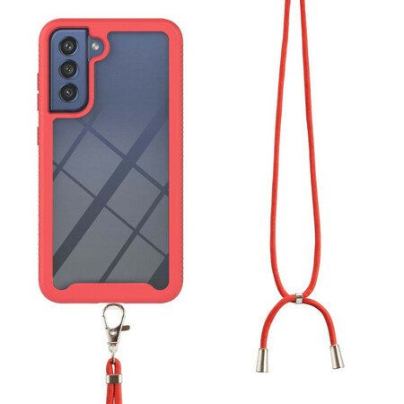 Samsung Galaxy S21 FE Hybrid Case with Cord and Colored Bezel