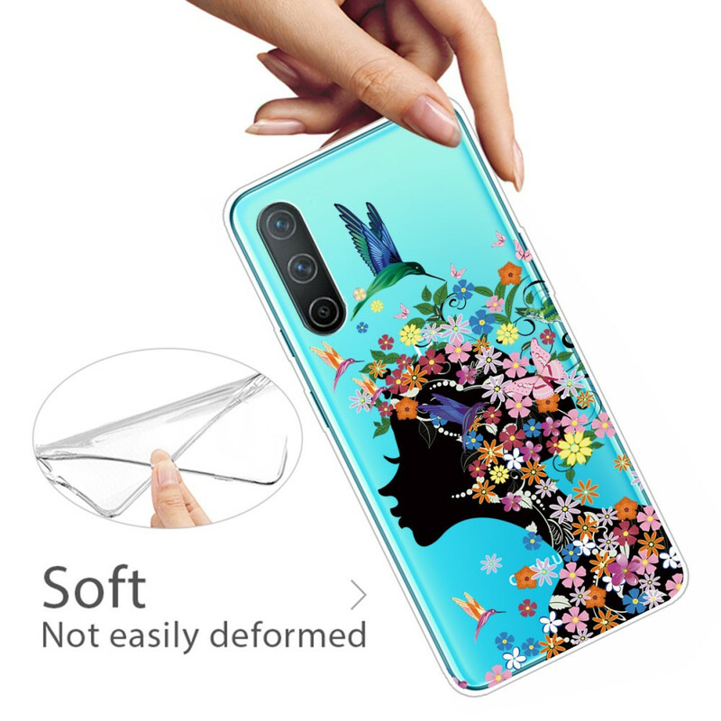 OnePlus Nord CE 5G Transparent Flowered Hair Case