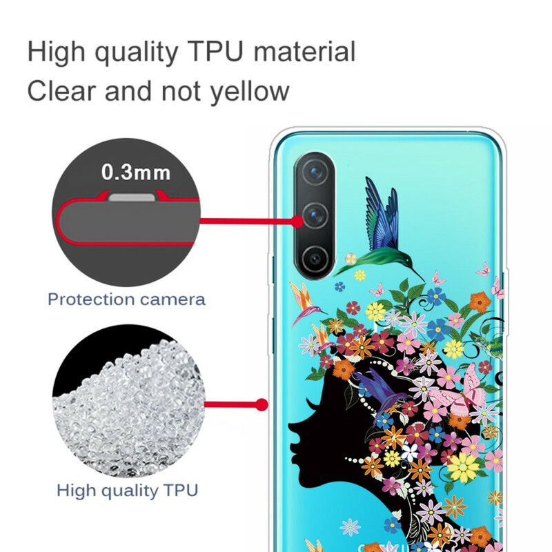 OnePlus Nord CE 5G Transparent Flowered Hair Case