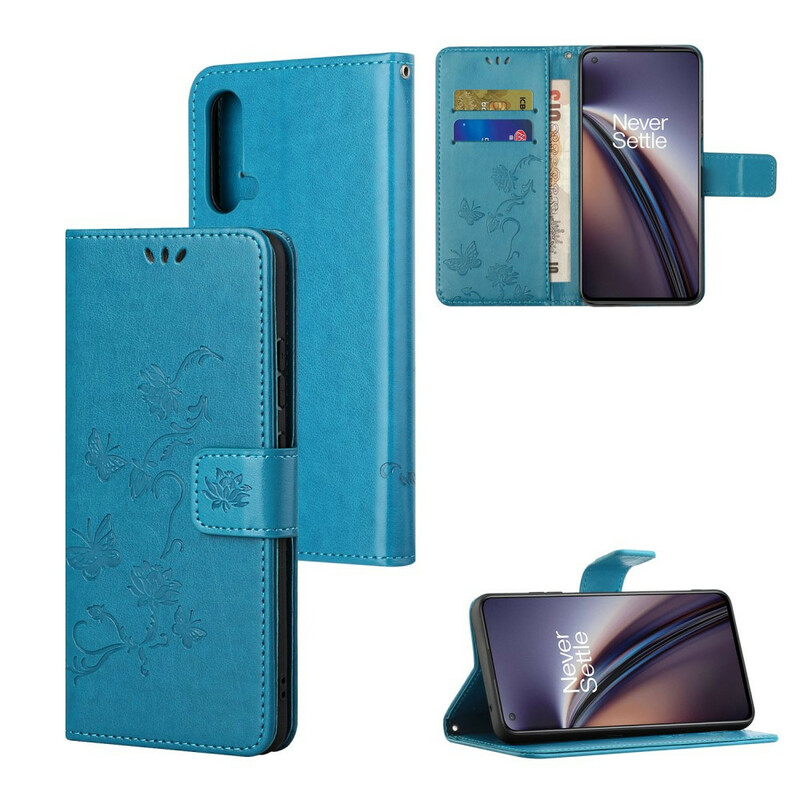 OnePlus Nord CE 5G Butterflies And Flowers Strap Case OnePlus Nord CE 5G Butterflies And Flowers Strap Case
