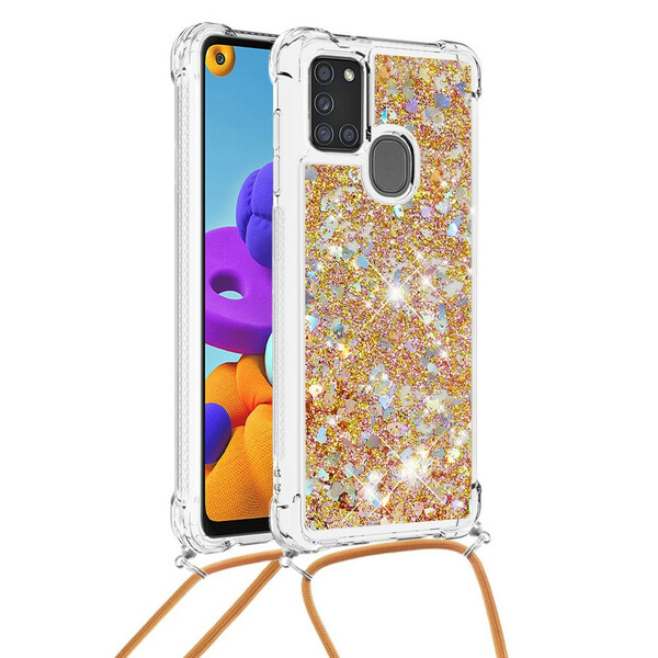Samsung Galaxy A21s Glitter Case with Lanyard
