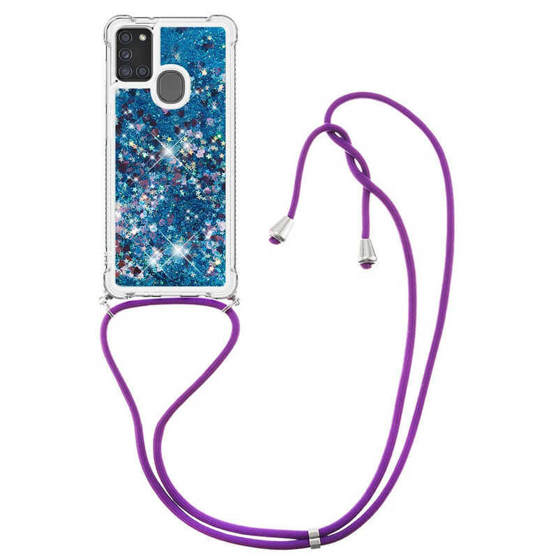 Samsung Galaxy A21s Glitter Case with Lanyard