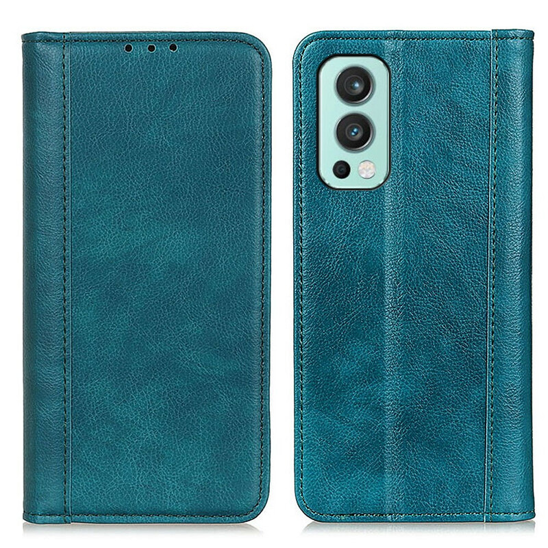 Flip Cover OnePlus Nord 2 5G Version Cuir Lychee Fendu