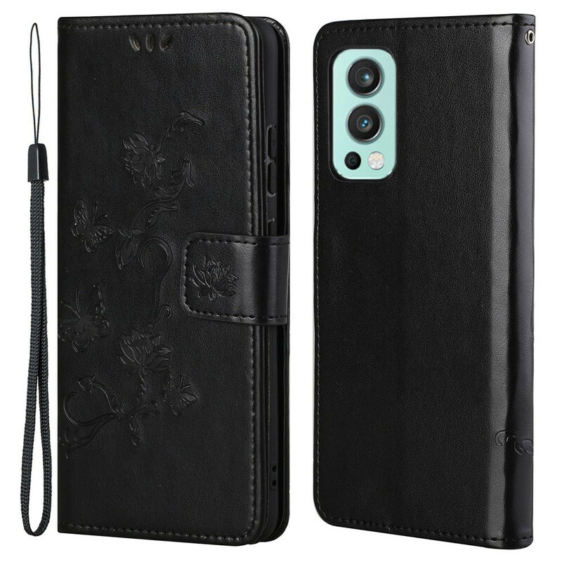 OnePlus Nord 2 5G Butterflies And Flowers Strap Case