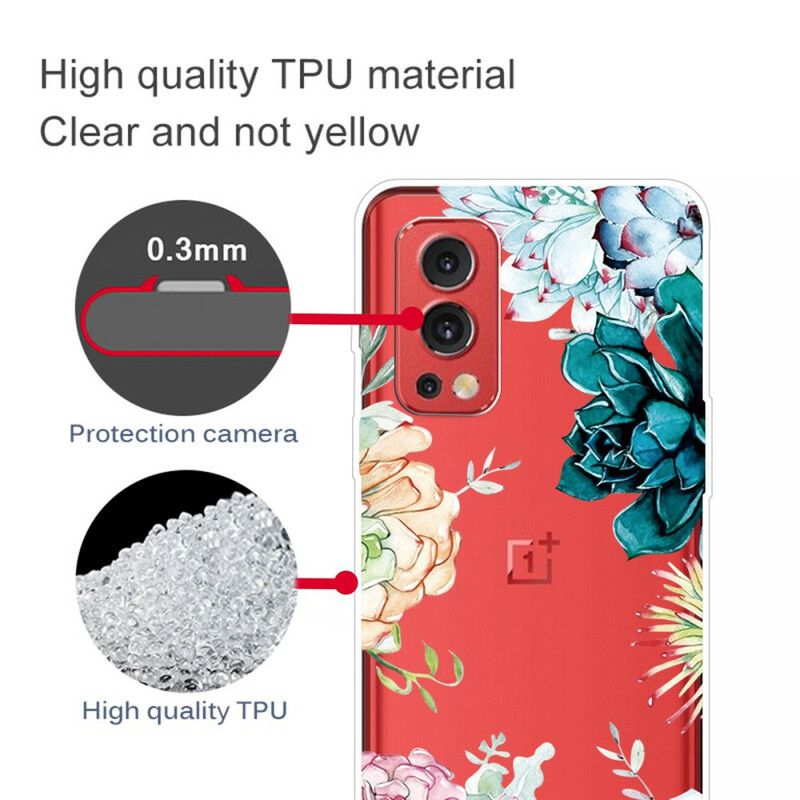 OnePlus Nord 2 5G Transparent Watercolor Flower Case