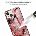 Case iPhone 13 Mini Tempered Glass Pink Flowers