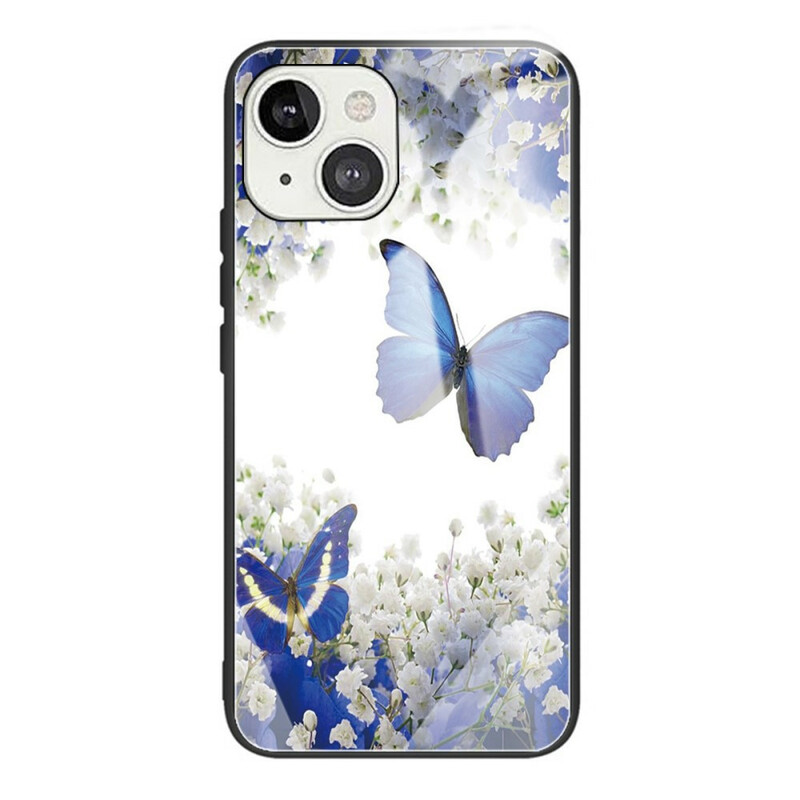 Case iPhone 13 Mini Tempered Glass Butterflies Design