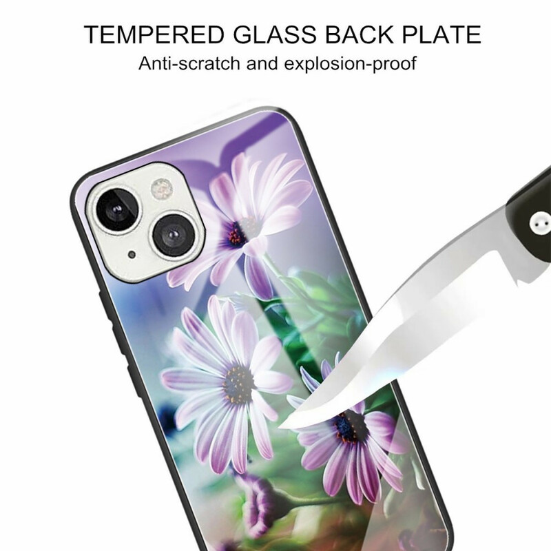 Case iPhone 13 Mini Tempered Glass Realistic Flowers