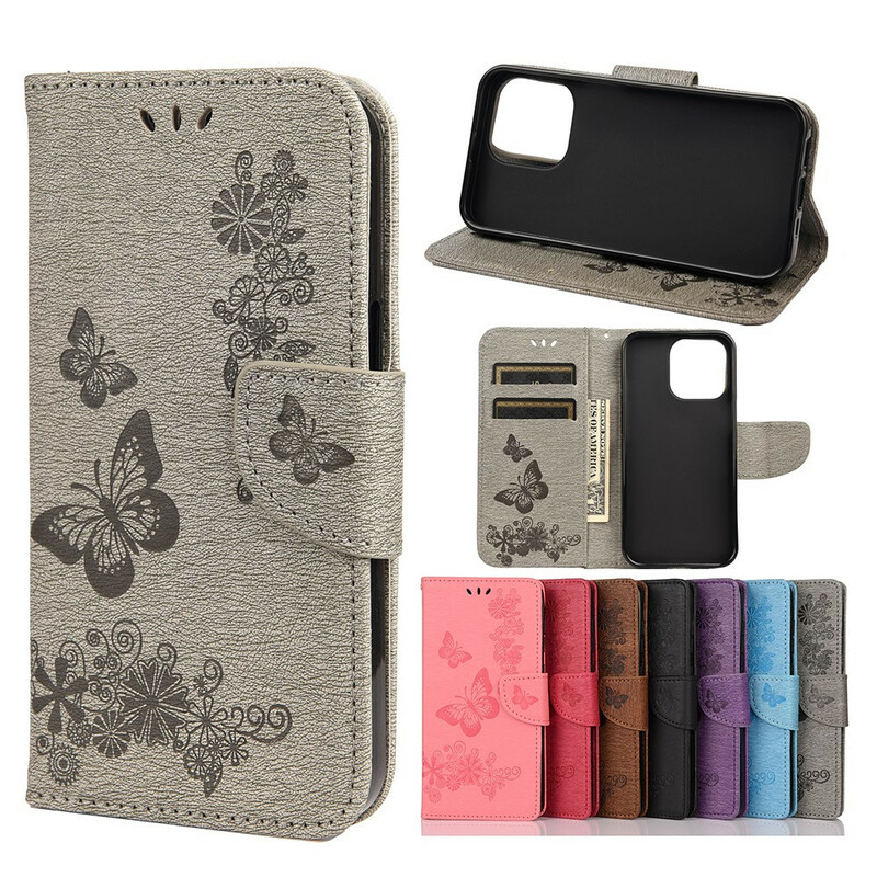 Case iPhone 13 Mini Splendid Butterflies with Lanyard