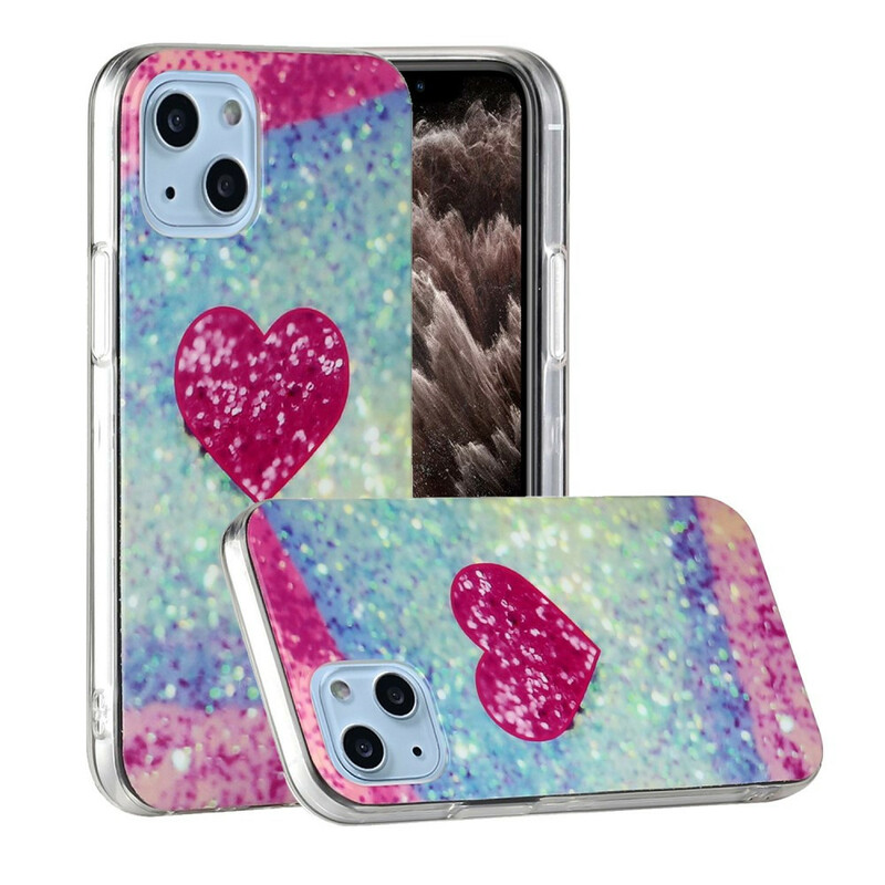 Case iPhone 13 Mini Marble Glitter