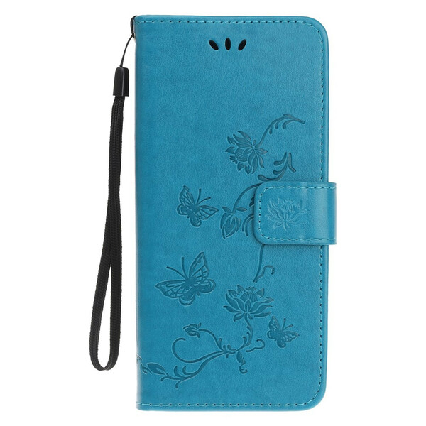 Case iPhone 13 Mini Butterflies and Flowers with Lanyard