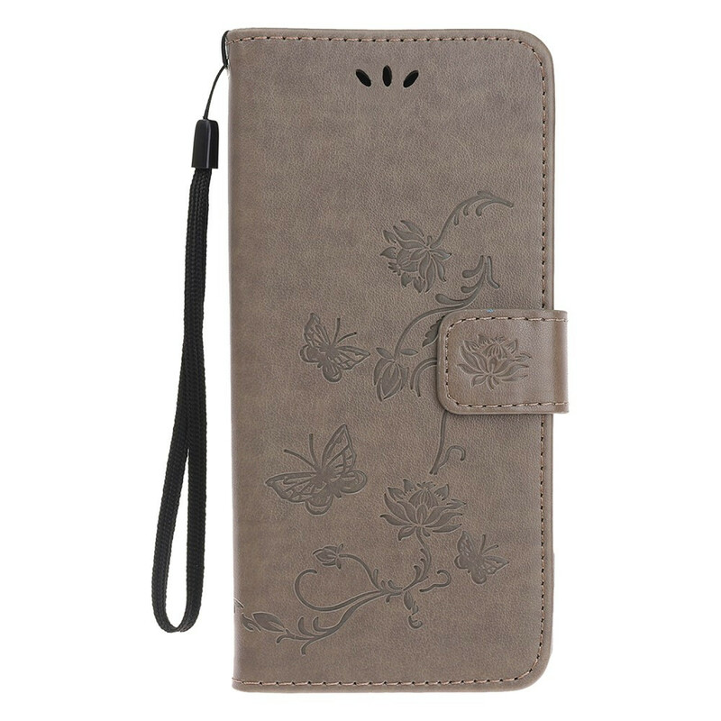 Case iPhone 13 Mini Butterflies and Flowers with Lanyard