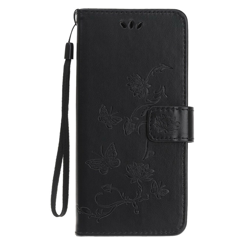 Case iPhone 13 Mini Butterflies and Flowers with Lanyard