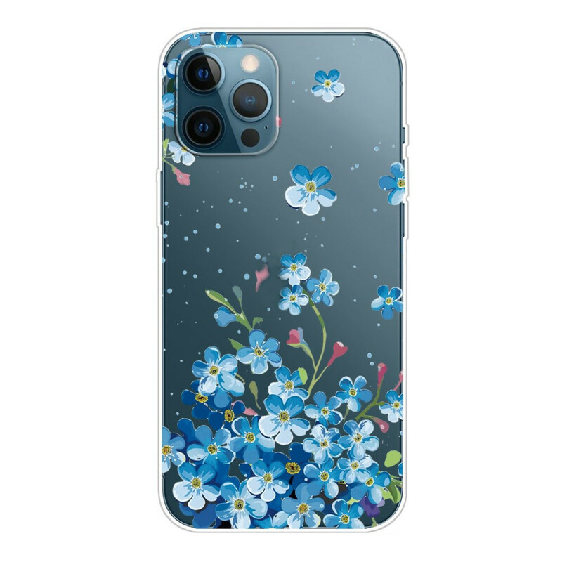 Case iPhone 13 Pro Max Blue Flower Bouquet