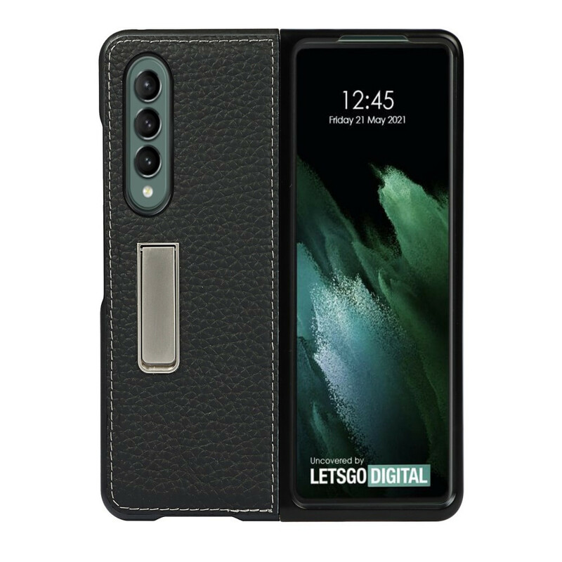 Samsung Galaxy Z Fold 3 5G Leather Case Genuine Lychee Ring Support