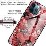 Case iPhone 13 Pro Tempered Glass Pink Flowers